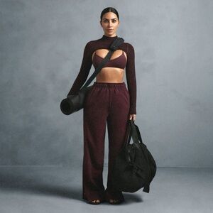 NikeSkims Capsule Limited Edition Matte Tricot Side Snaps Track Pants Currant